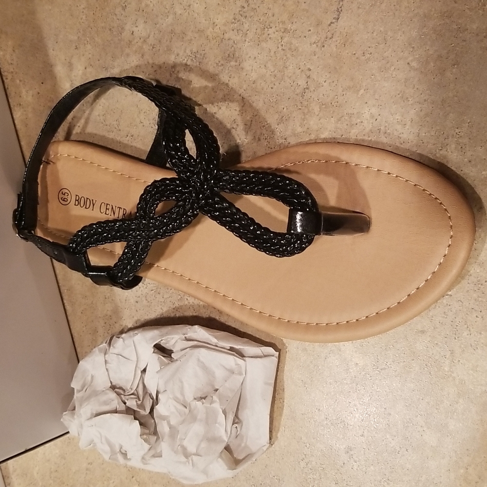 Braided black sandals